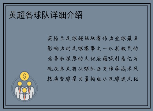 英超各球队详细介绍